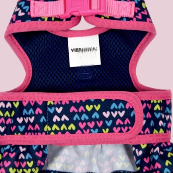 NWT Vibrant Life Harness in Navy with hearts and bow Size Medium - Picture 3 of 8